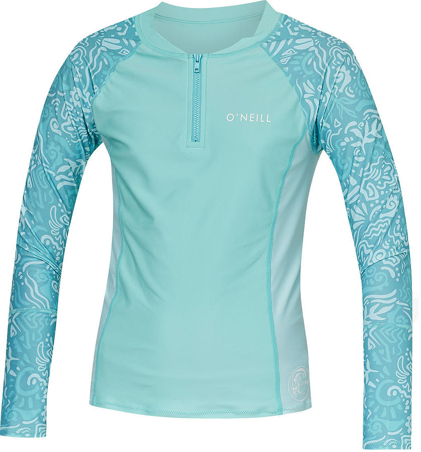 Oneill Girls Bahia 1-4 Zip LS Rash Vest Tidepool - Image 1