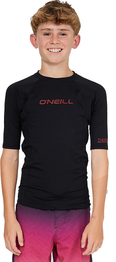 CLY52YA Oneill Youth Thermo X Short Sleeve Crew Rash Vest Black - Image 3