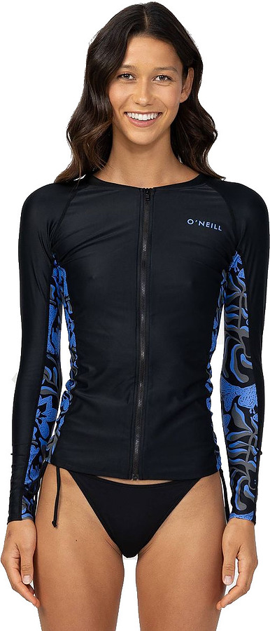 Oneill Women's Bahia LS FZ Rash Vest Seawater Floral - Image 2