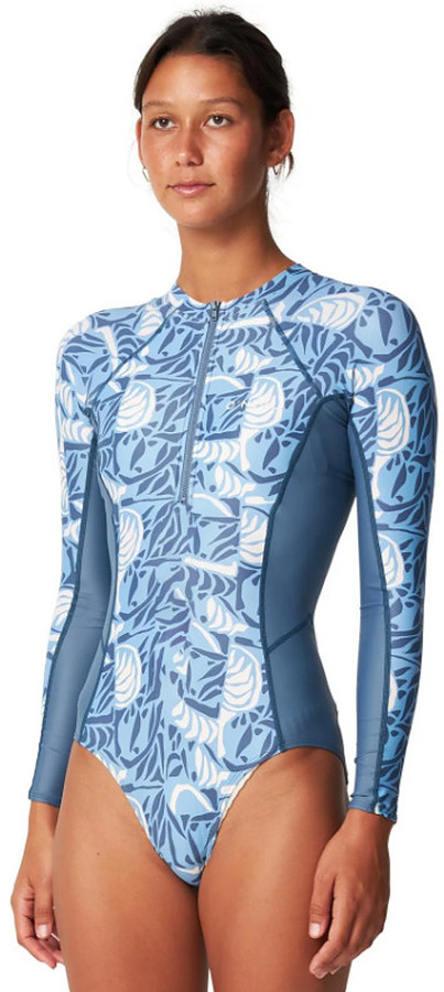 Oneill Women's Bahia Lycra Front Zip Long Sleeve Surfsuit Check Mosaic - Image 3