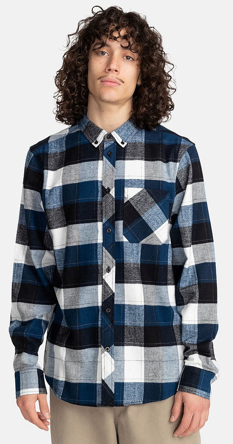 Element Men's LS Flannel Shirt Lumber Navy White - Image 2