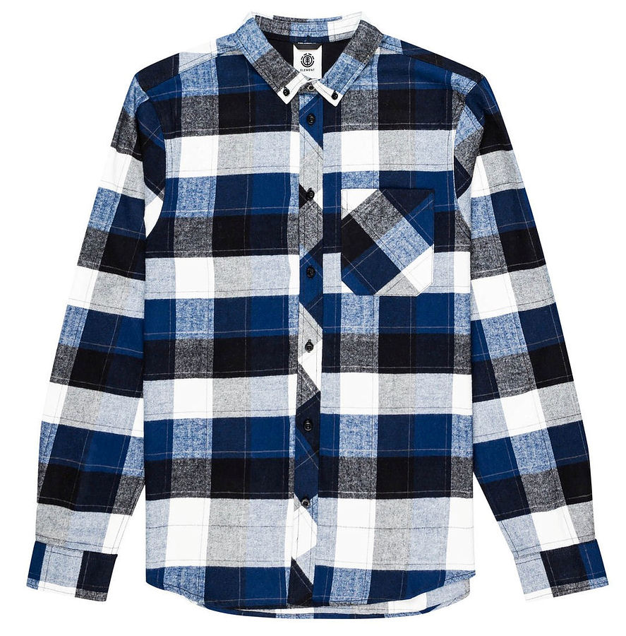 Element Men's LS Flannel Shirt Lumber Navy White - Image 1