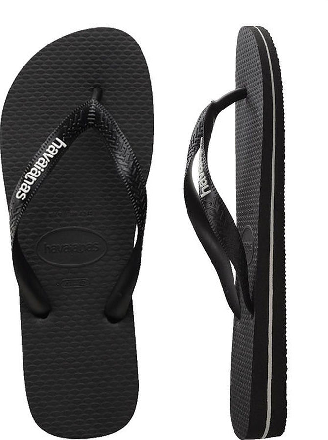 Havaianas Mens Rubber Logo Black White Thongs - Image 2