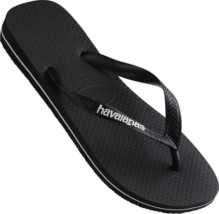 Havaianas Mens Rubber Logo Black White Thongs - Image 3