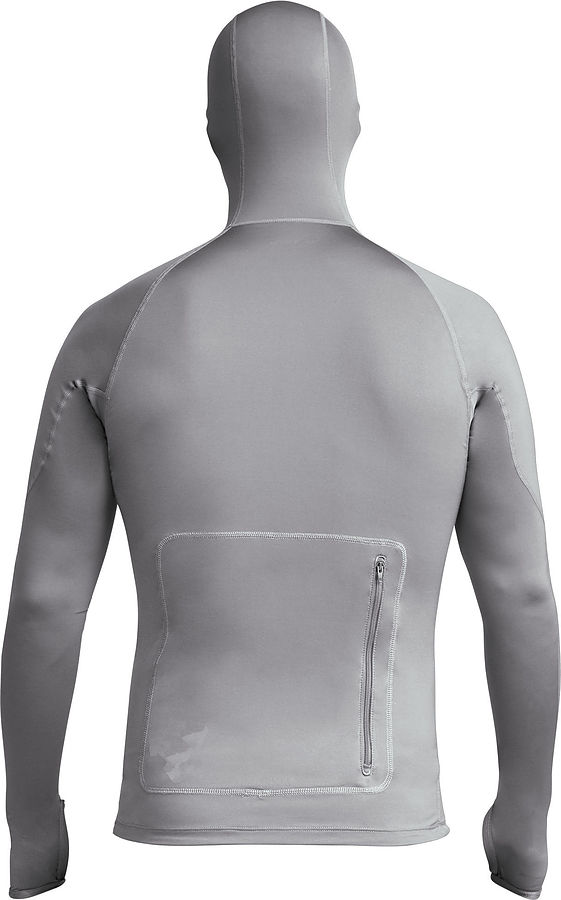 MLD476H5 Xcel Men's Drylock Hydrophobic Hooded LS Rashie Charcoal Grey - Image 2