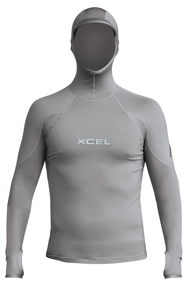 Xcel Men's Drylock Hydrophobic Hooded LS Rashie Charcoal Grey