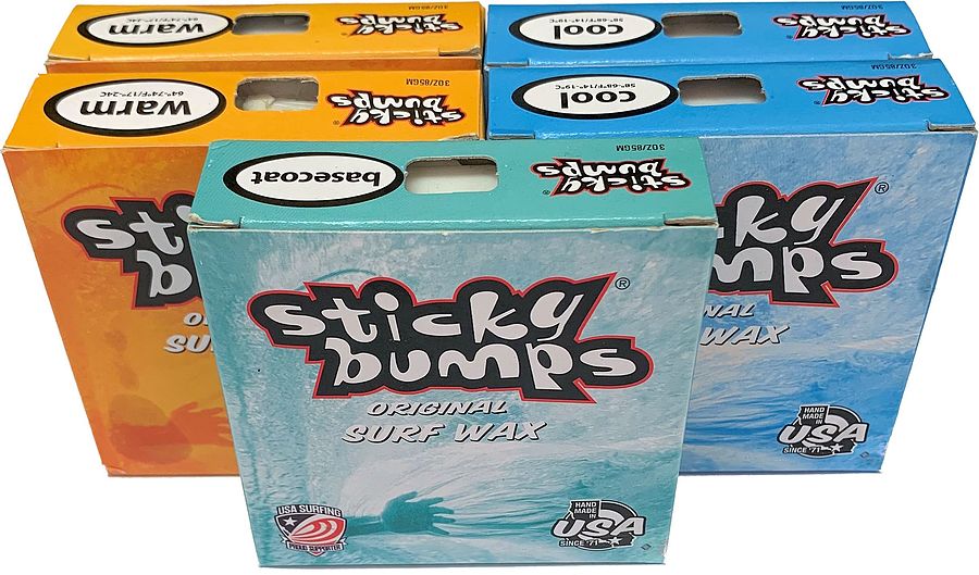 Sticky Bumps 1 Base Coat + 2 Cool + 2 Warm Water Original Surf Wax 5 Pack - Image 1
