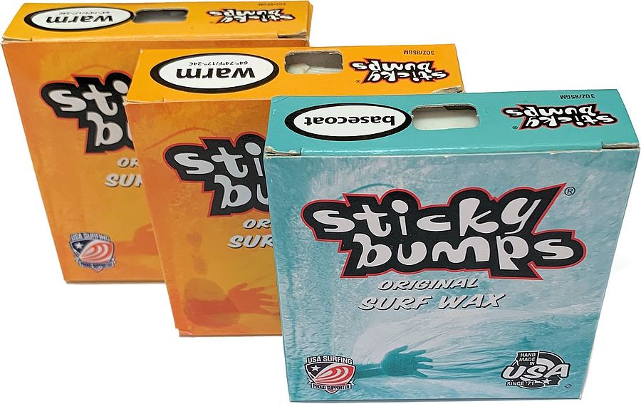 Sticky Bumps 1 Base Coat + 2 Warm Water Original Surf Wax 3 Pack - Image 1