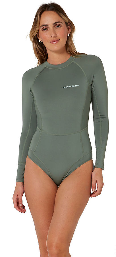 Ocean and Earth Ladies Oceana LS Back Zip Olive Surf Suit - Image 4