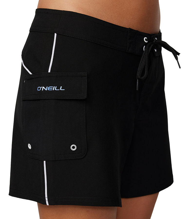 Oneill Ladies Saltwater Solids Stretch 5 inch Boardshorts Black - Image 2