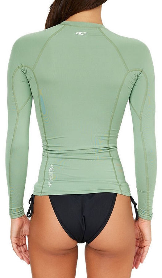 Oneill Ladies Classic UV Long Sleeve Rash Vest OIL GREEN - Image 2