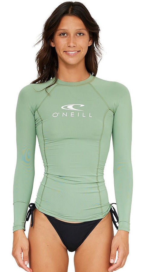 Oneill Ladies Classic UV Long Sleeve Rash Vest OIL GREEN