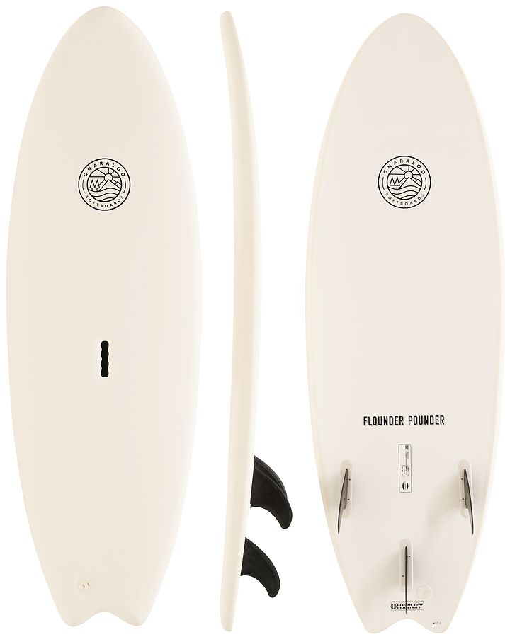 Gnaraloo Flounder Pounder Soft Surfboard White - Image 1