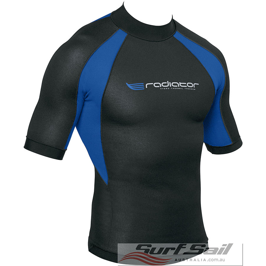 Radiator Mens Short Sleeve 0.5mm Vest Black Blue - Image 1