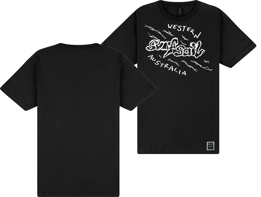 Surf Sail Australia WA Softstyle Pitch Black Mens Tee - Image 1