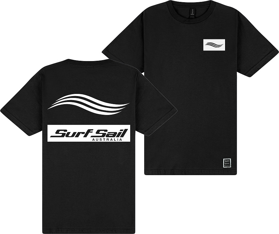 Surf Sail Australia WAVE Softstyle Pitch Black Mens Tee