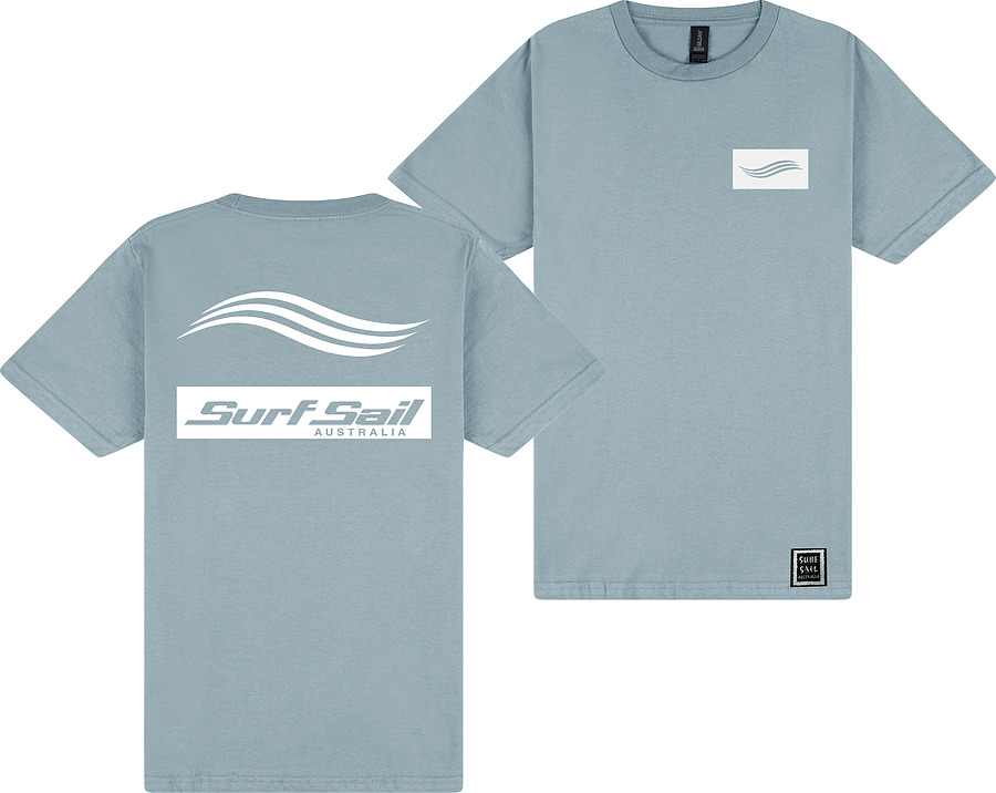 Surf Sail Australia WAVE Softstyle Stone Blue Mens Tee - Image 1