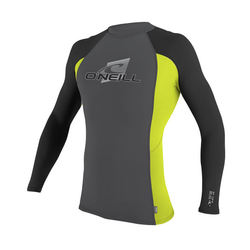 more on Oneill Youth Skins LS Crew Rash Vest Graphite Lime Black
