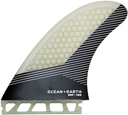 more on Ocean and Earth Whip Honeycomb Twin Fin Set Single Tab White