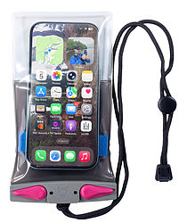 more on Aquapac Waterproof Floating Phone Case Compact Plus Grey Pink 310