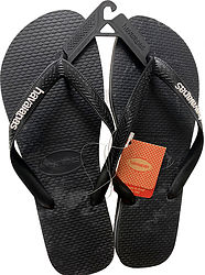 more on Havaianas Mens Rubber Logo Black White Thongs