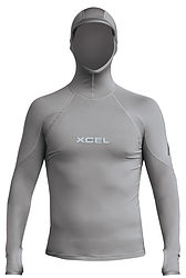 more on Xcel Men's Drylock Hydrophobic Hooded LS Rashie Charcoal Grey
