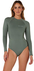 more on Ocean and Earth Ladies Oceana LS Back Zip Olive Surf Suit