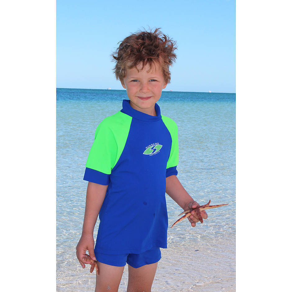 Rash Shirt Cobalt and Lime | Boys Swimwear | Seajewels Swimwear
