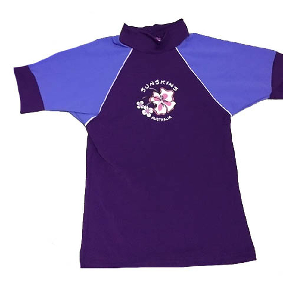Toddler Girls Rash Shirts - Chlorine Resist Violet with Lilac Sleeves - Image 1