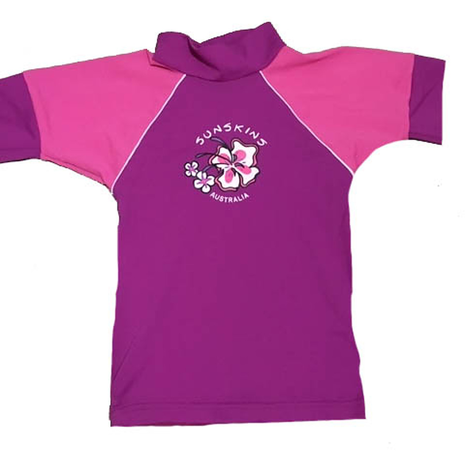 Toddler Girls Rash Shirts - Chlorine Resist Pink with Light Pink Sleeves - Image 1