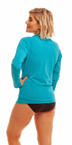 Zip Long Sleeve Rash  - Teal Chlorine Resist 50+ S - XL - Image 3