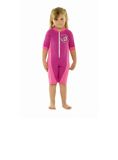 Girls Bodysuit Zip Front - Pink and Light Pink - Image 1