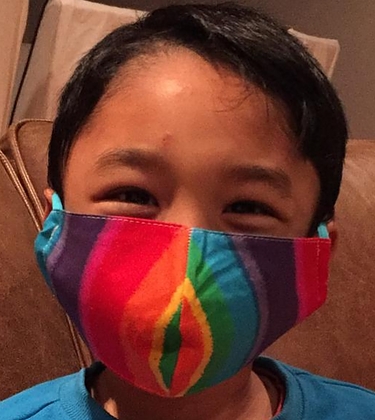Child Cotton Face Mask - Shaped Rainbow Print - Image 1