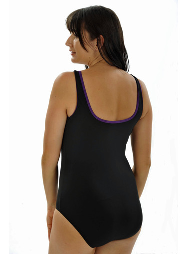 Classic One Piece - Black with Teal Piping - Image 2