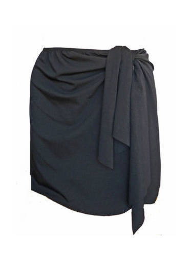 Wrap Swim Skirt - Black Chlorine Resistant - Image 1