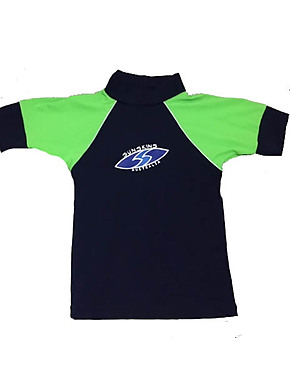 Toddler Boys Rash shirt - Chlorine Resist Navy with Lime Blue Sleeves