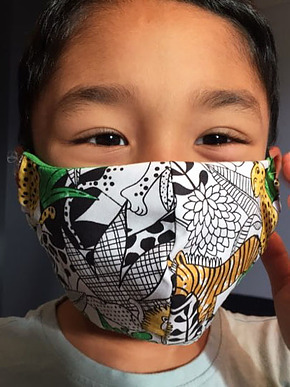 more on Child Cotton Face Mask - Shaped Jungle Print