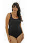 Photo of Chlorine Resist One Piece with Piping - Black with Purple Trim 