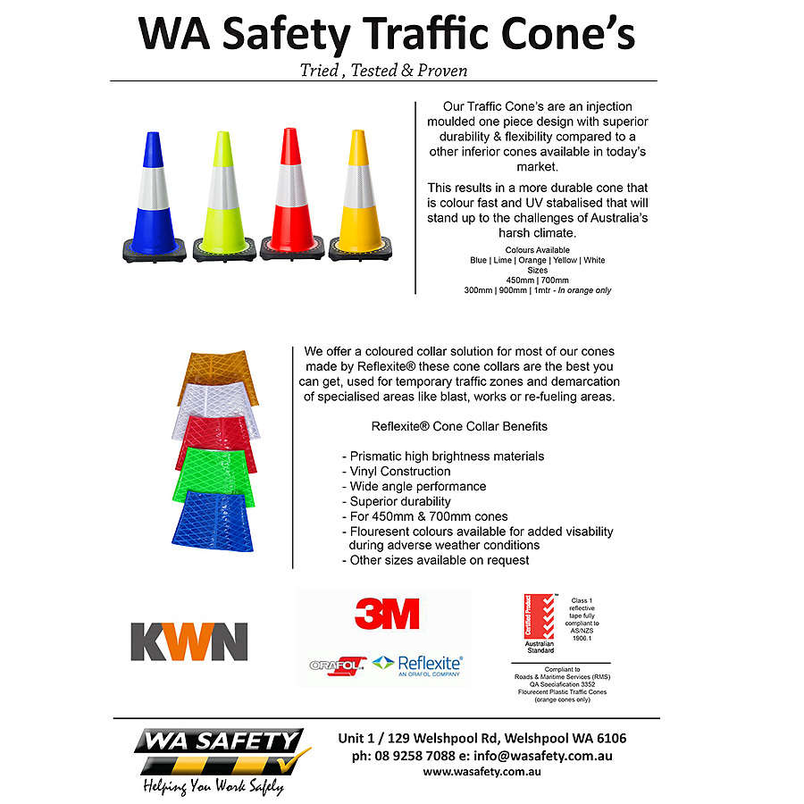700mm Yellow Cone - Reflective - Image 2