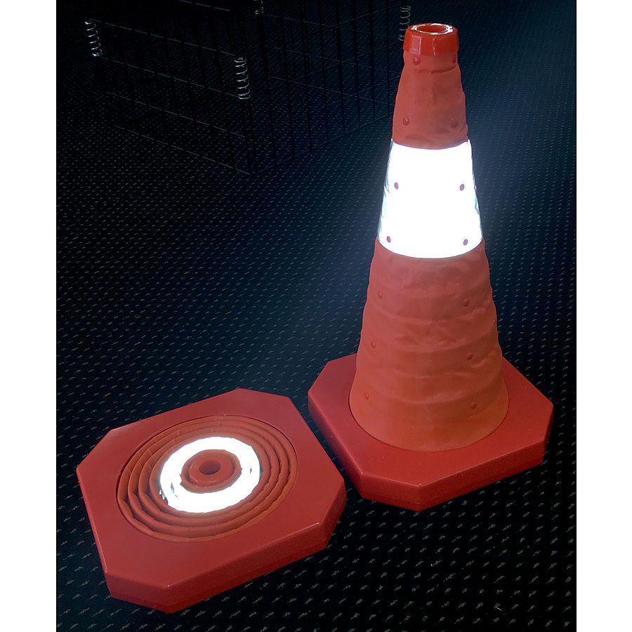 Collapsible Safety Cone Plastic Base 450mm Reflective - Image 2
