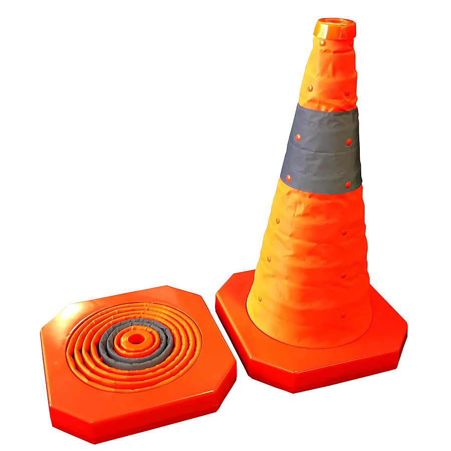 Collapsible Safety Cone Plastic Base 450mm Reflective - Image 1