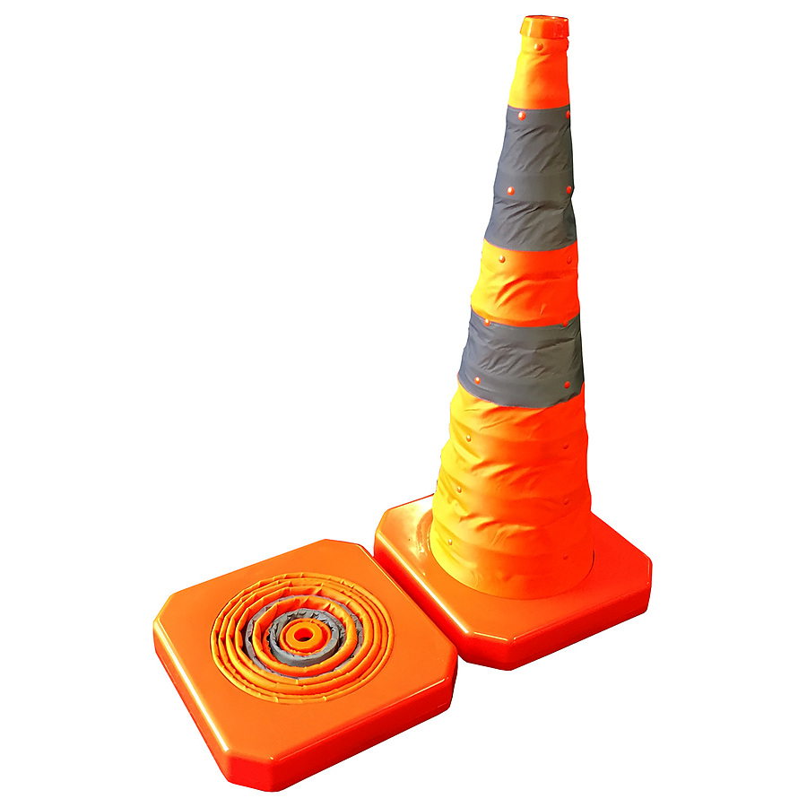 Collapsible Safety Cone Plastic Base 700mm Reflective - Image 1