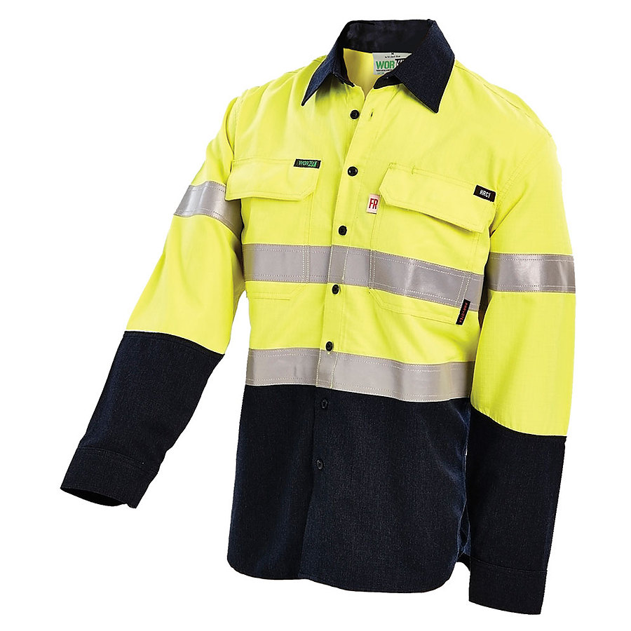 HRC2 HI-VIS 2-TONE LIGHTWEIGHT DRILL SHIRT WITH REFLECTIVE TAPE - Image 1