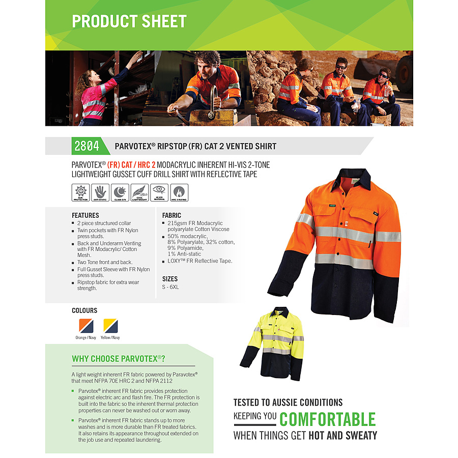 HRC2 HI-VIS 2-TONE LIGHTWEIGHT DRILL SHIRT WITH REFLECTIVE TAPE - Image 3