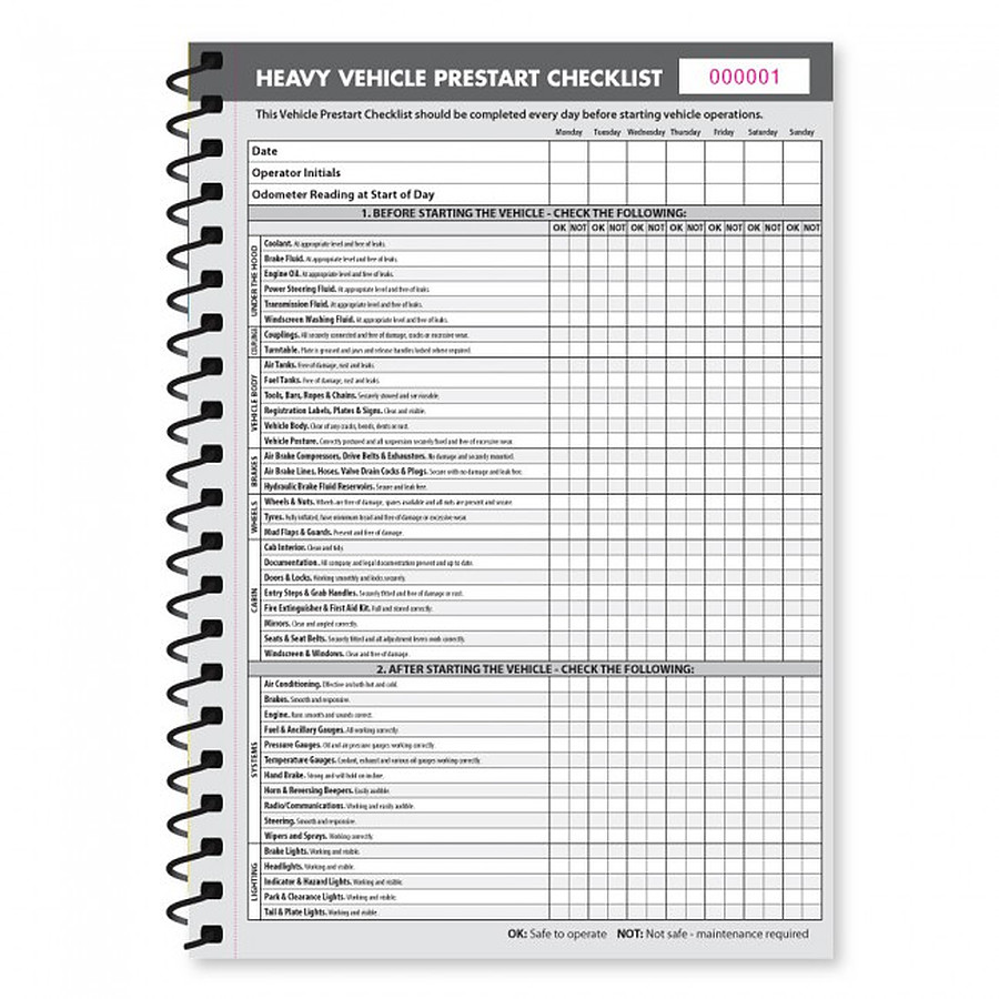 Heavy Vehicle Pre-Start Checklist Book - Image 2