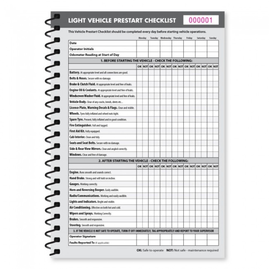 Light Vehicle Pre-Start Checklist Book - Image 2
