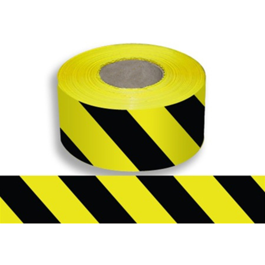 Barricade Tape - Black/Yellow Stripe 75mm x 100 mtrs - Image 1