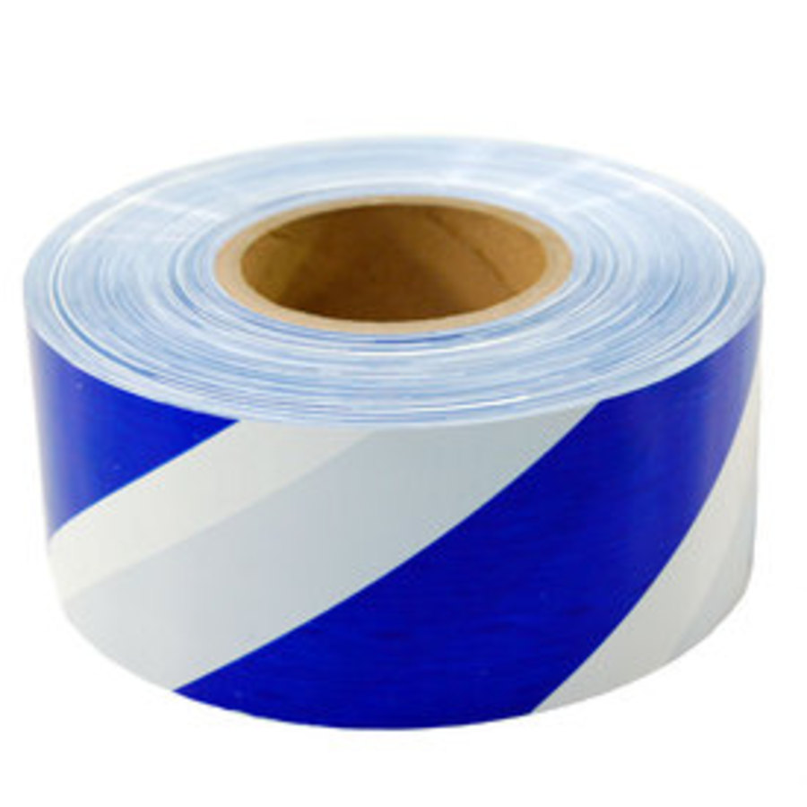 Barricade Tape Blue / White 75mm x 100 mtrs - Image 1