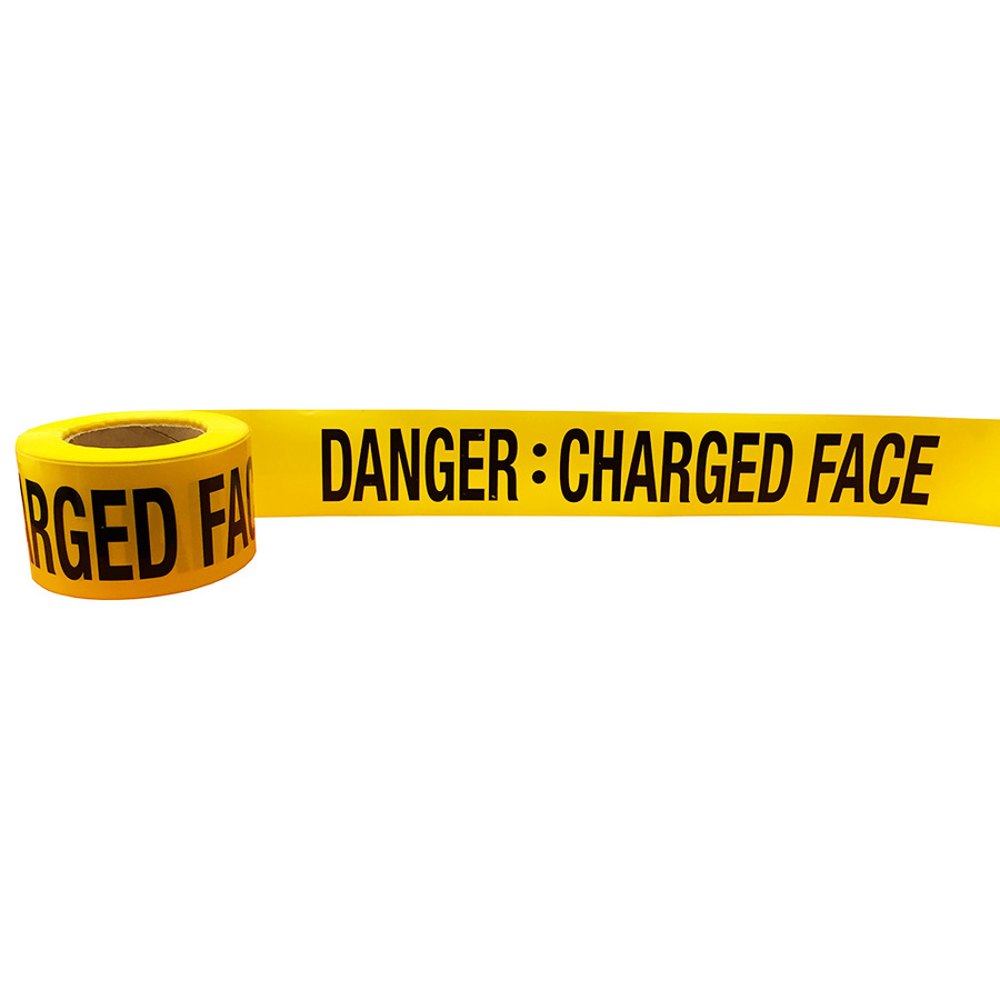 Barricade Tape - DANGER CHARGED FACE - 75mm x 100mtrs - Image 1