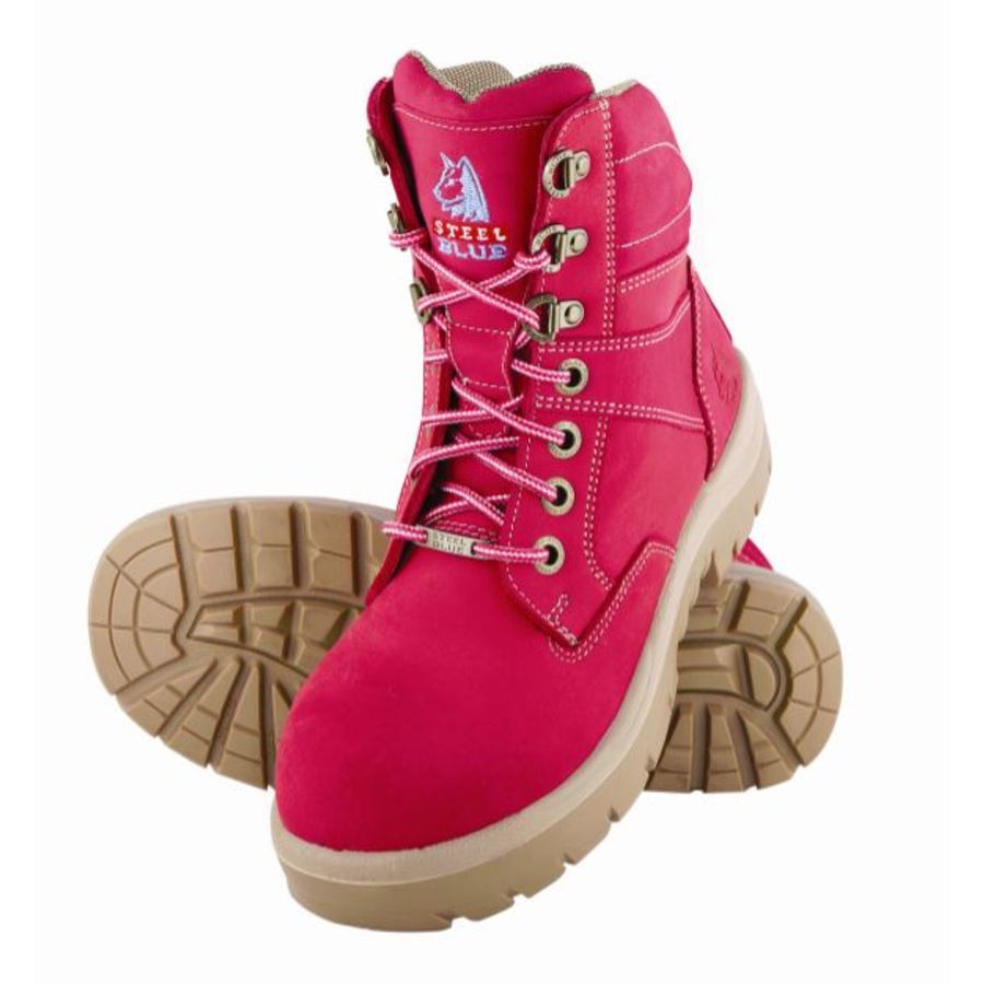 pink steel toe cap boots